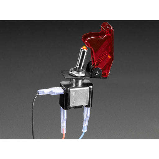 Illuminated Toggle Switch with Cover - Red