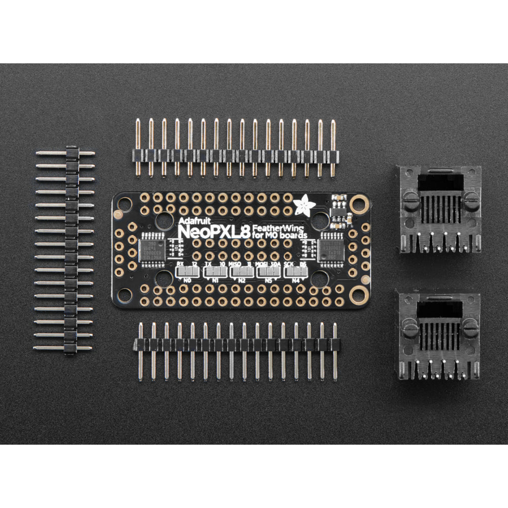 Adafruit NeoPXL8 FeatherWing for Feather M0 - 8 x DMA NeoPixels!