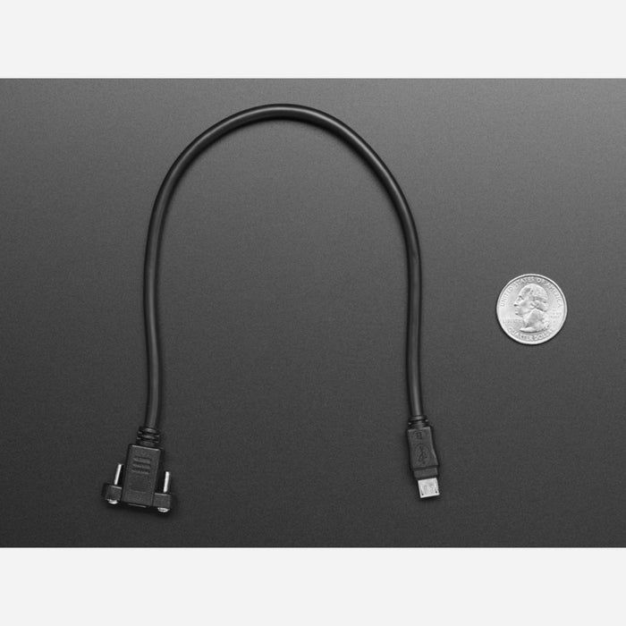 Panel Mount Extension USB Cable - Micro B Male to Micro B Female