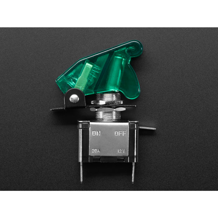 Illuminated Toggle Switch with Cover - Green