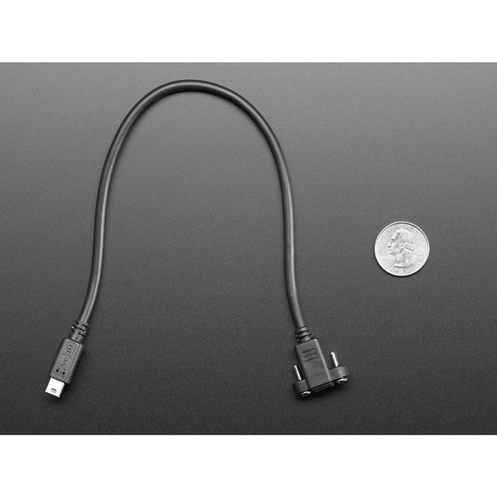 Panel Mount Extension USB Cable - Mini B Male to Mini B Female