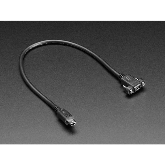 Panel Mount Extension USB Cable - Mini B Male to Mini B Female