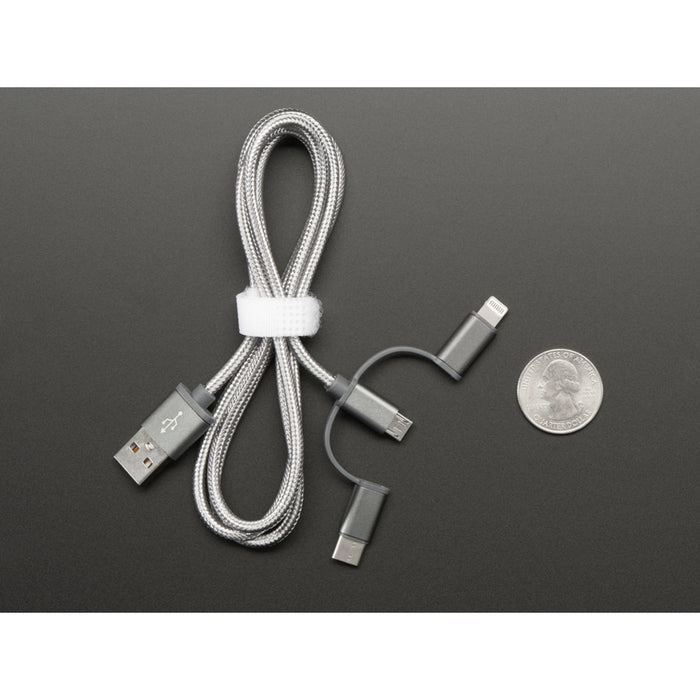 USB 3-in-1 Sync and Charge Cable - Micro B / Type-C / Lightning