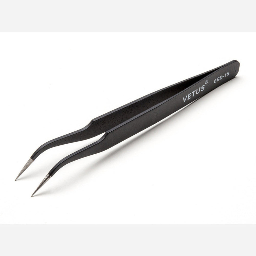 Fine tip curved tweezers - ESD safe [120mm]