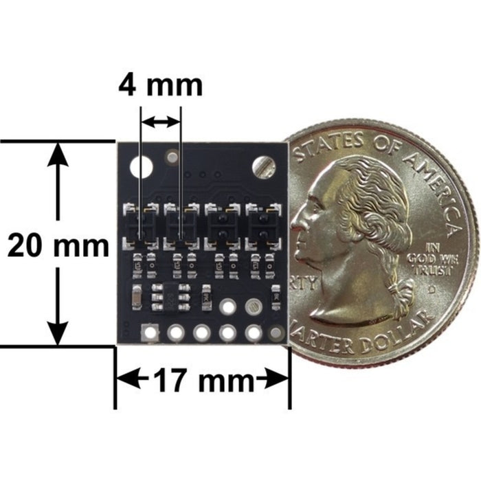 QTRX-HD-04A Reflectance Sensor Array: 4-Channel, 4mm Pitch, Analog Output, Low Current