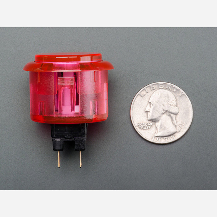 Arcade Button - 30mm Translucent Pink