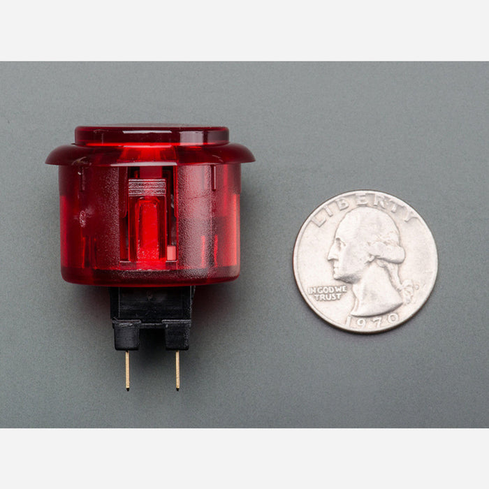 Arcade Button - 30mm Translucent Red