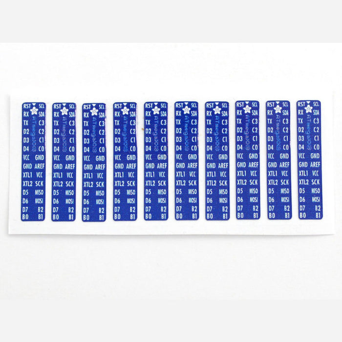 Adafruit AVR ATmegaXX8 Pinout Sticker - 10 pcs