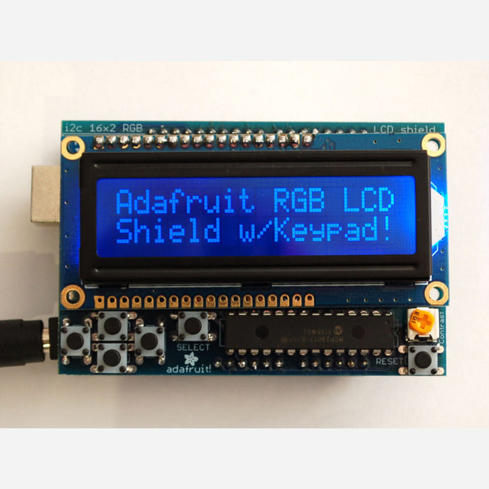 RGB LCD Shield Kit w/ 16x2 Character Display - Only 2 pins used! [NEGATIVE DISPLAY]