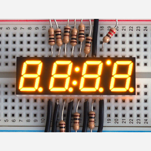 Yellow 7-segment clock display - 0.39 digit height