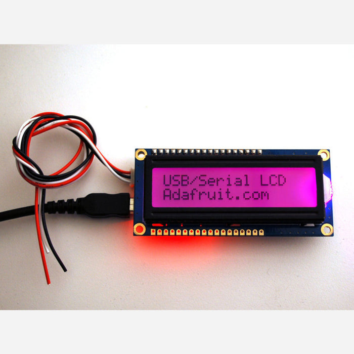 USB + Serial Backpack Kit with 16x2 RGB backlight positive LCD [Black on RGB]