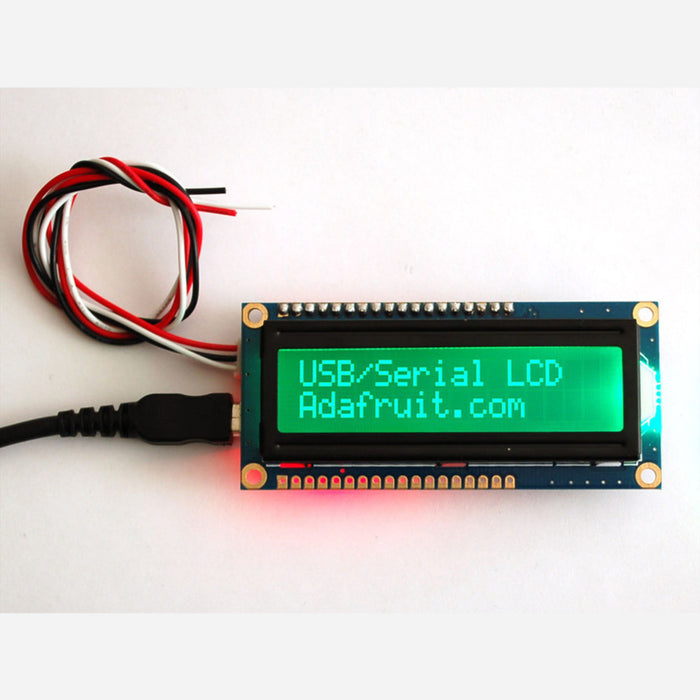 USB + Serial Backpack Kit with 16x2 RGB backlight negative LCD [RGB on Black]