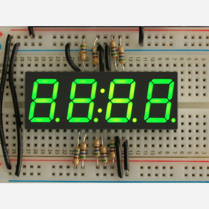 Green 7-segment clock display - 0.56 digit height