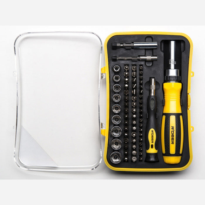 65 Piece Ratchet Screwdriver and Tool Bit Set