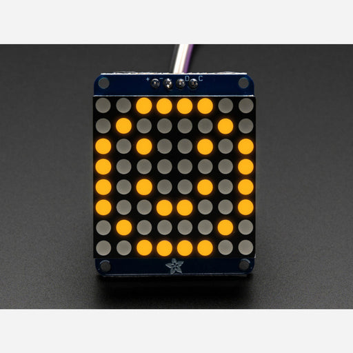 Adafruit Mini 0.7" 8x8 LED Matrix w/I2C Backpack - Yellow