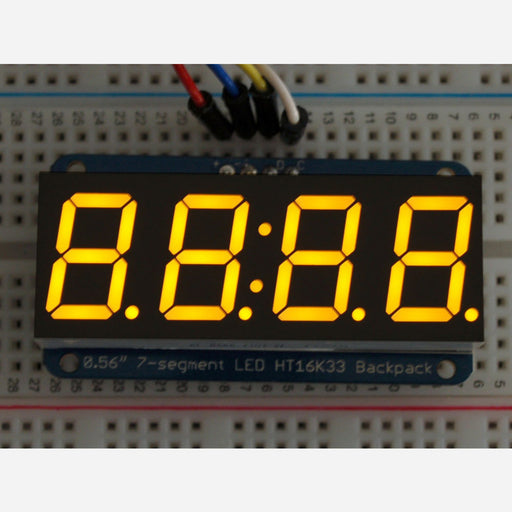 Adafruit 0.56" 4-Digit 7-Segment Display w/I2C Backpack - Yellow