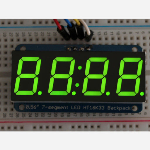 Adafruit 0.56" 4-Digit 7-Segment Display w/I2C Backpack - Green