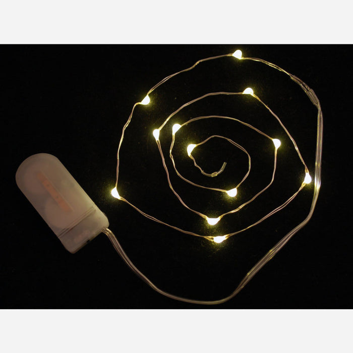 Wire Light LED Strand - 12 Warm White LEDs + Coin Cell Holder