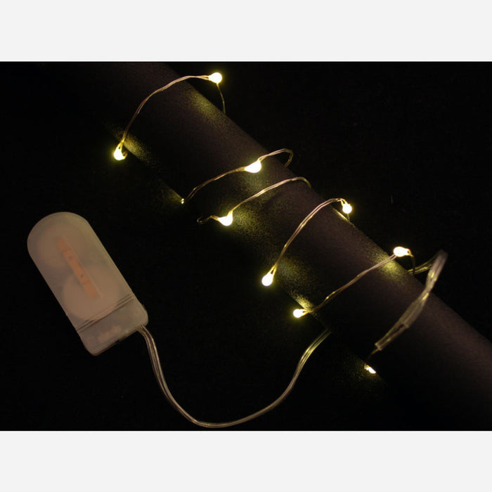 Wire Light LED Strand - 12 Warm White LEDs + Coin Cell Holder