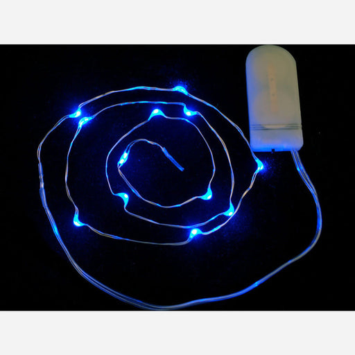 Wire Light LED Strand - 12 Blue LEDs + Coin Cell Holder