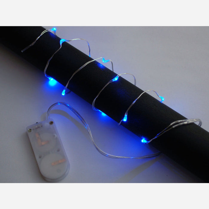 Wire Light LED Strand - 12 Blue LEDs + Coin Cell Holder