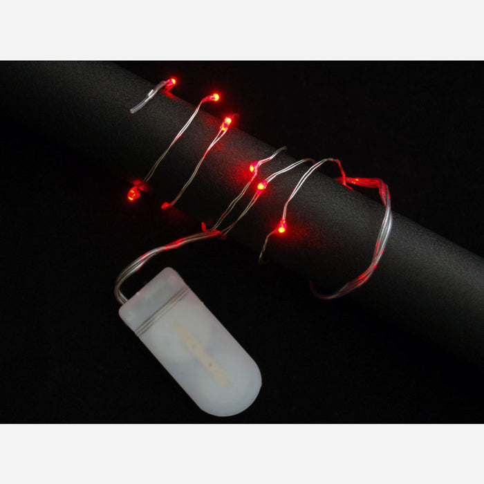 Wire Light LED Strand - 12 Red LEDs + Coin Cell Holder