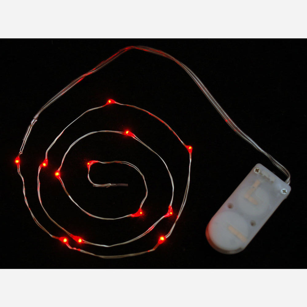 Wire Light LED Strand - 12 Red LEDs + Coin Cell Holder