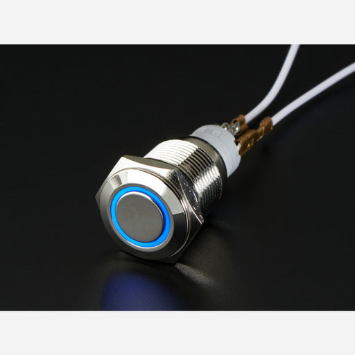 Rugged Metal On/Off Switch with Blue LED Ring [16mm Blue On/Off]