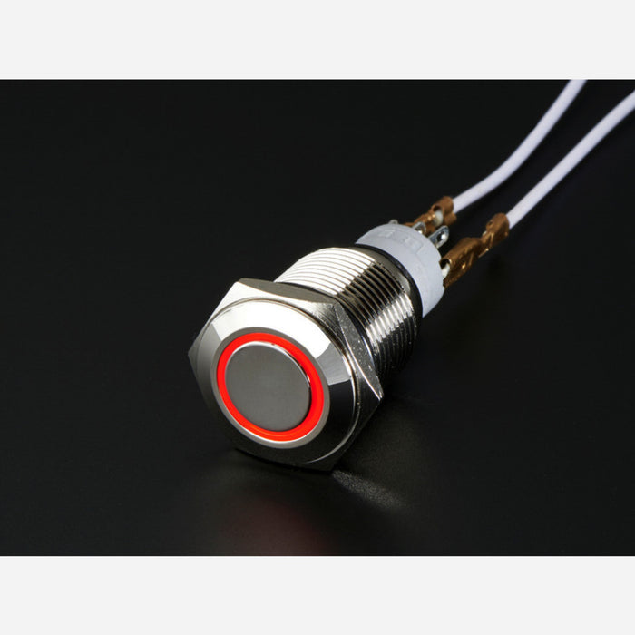 Rugged Metal On/Off Switch with Red LED Ring [16mm Red On/Off]