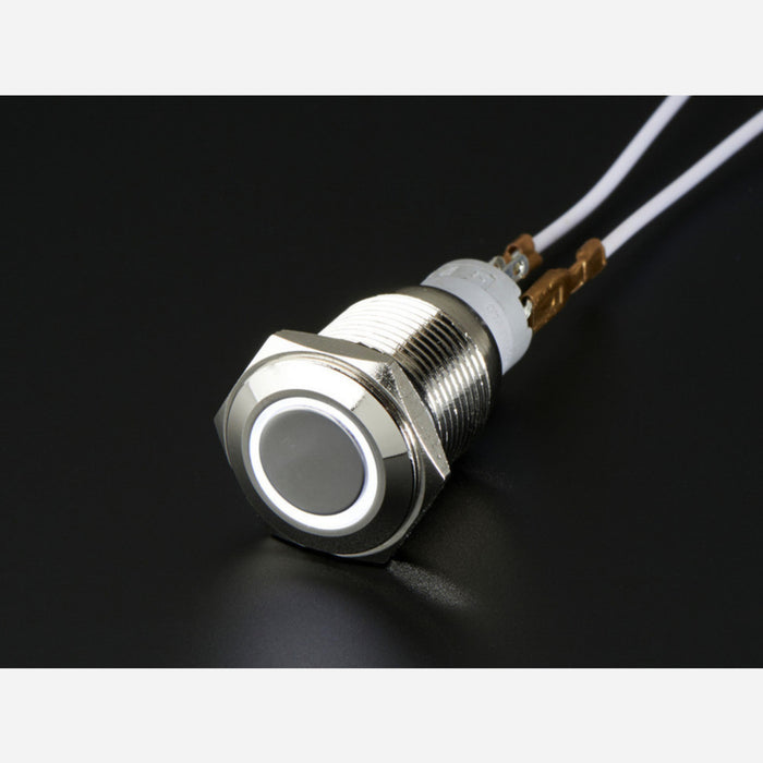 Rugged Metal On/Off Switch with White LED Ring [16mm White On/Off]