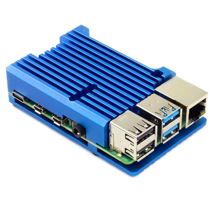 Aluminum Heatsink Case for Raspberry Pi 4 - Blue