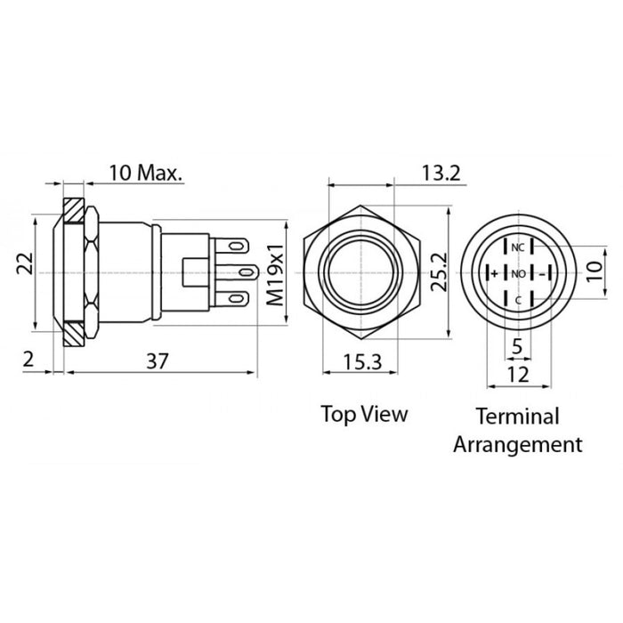 Metal illuminated pushbutton-Red Ring