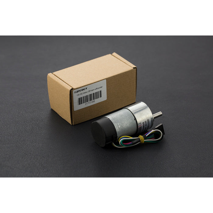 Metal DC Geared Motor w/Encoder - 12V 251RPM 18Kg.cm