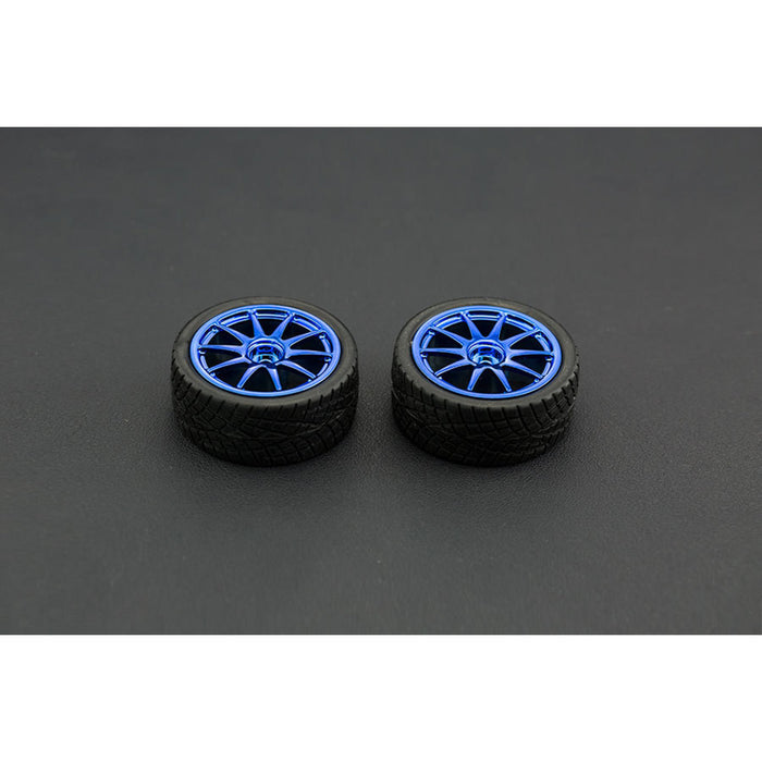 D65mm Rubber Wheel Pair - Blue (Without Shaft)