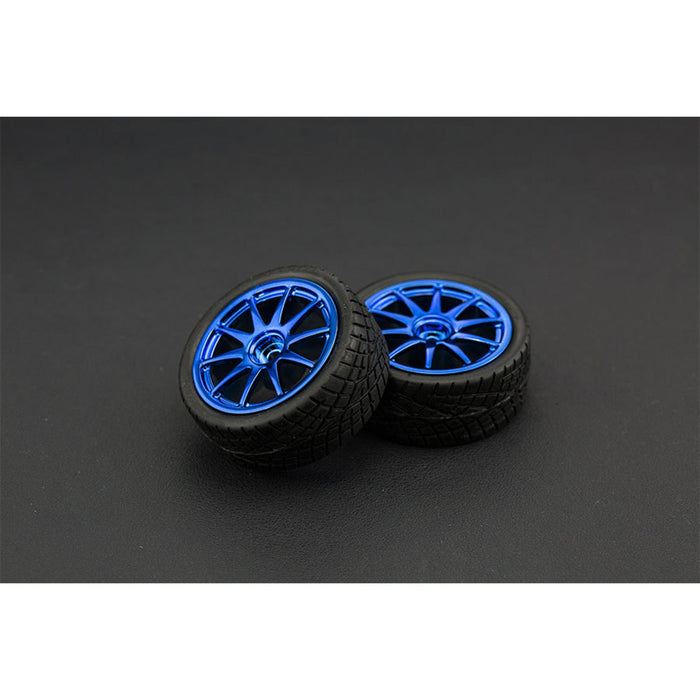 D65mm Rubber Wheel Pair - Blue (Without Shaft)