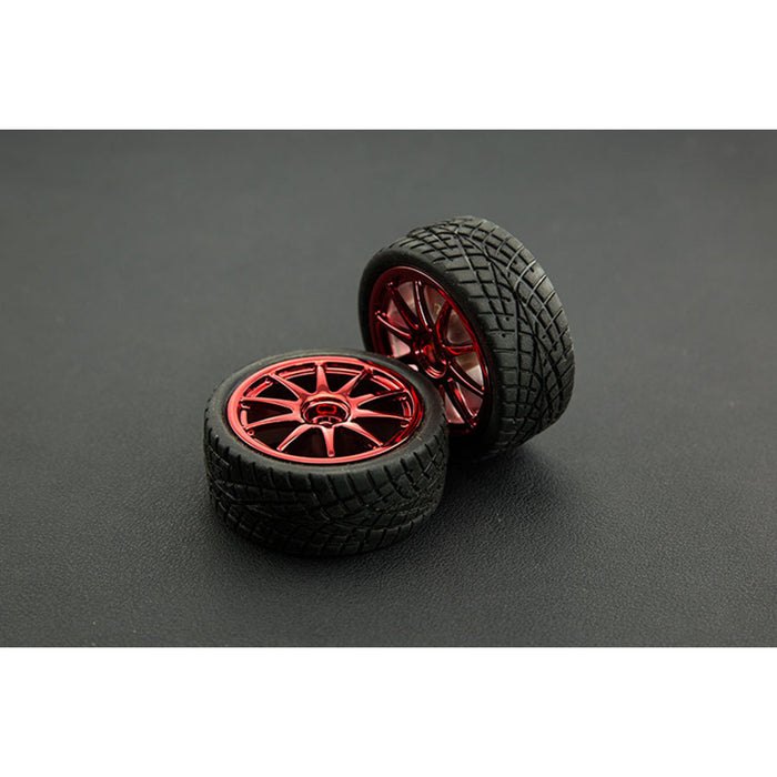 D65mm Rubber Wheel Pair - Red (Without Shaft)