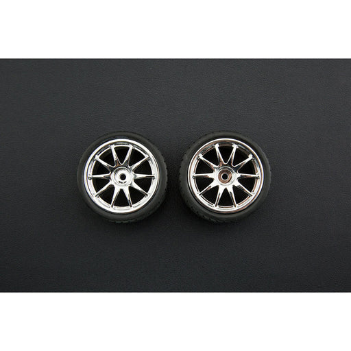 D65mm Rubber Wheel Pair - Silver (Without Shaft)