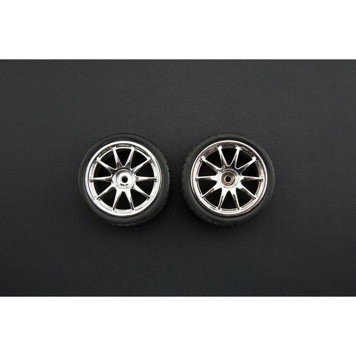 D65mm Rubber Wheel Pair - Silver (Without Shaft)