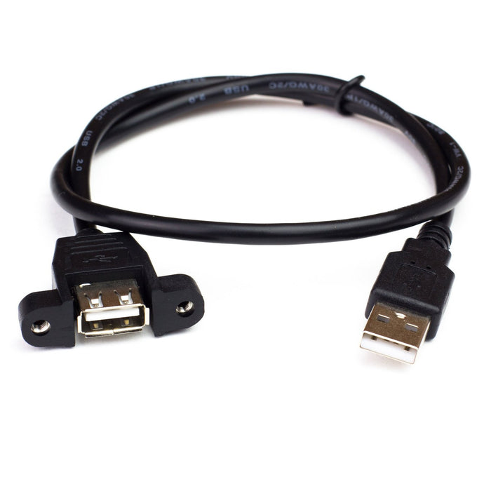 Panel Mount Extension Cables (50cm) - USB A to A