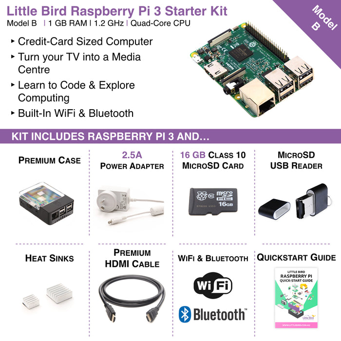 Little Bird Raspberry Pi 3 + Complete Starter Kit