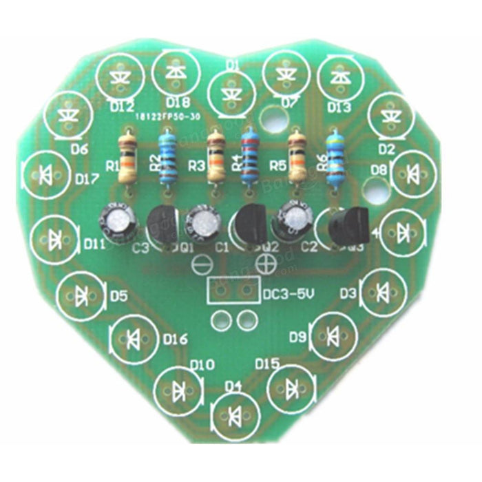 Learn to solder - DIY Heart Shaped Three Colors LED Flashing Light