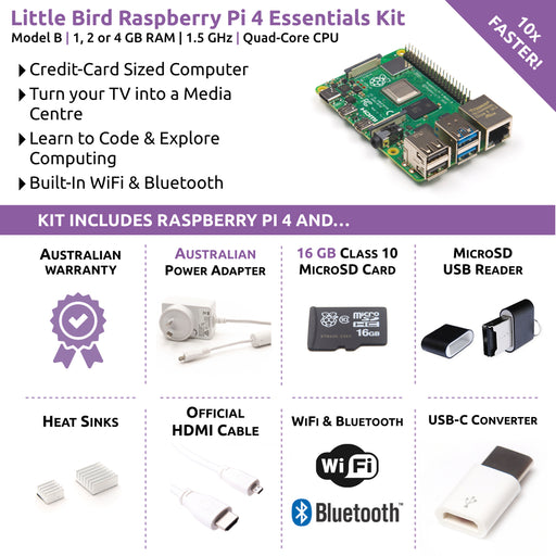 Little Bird Raspberry Pi 4 Essentials Kit (1GB)