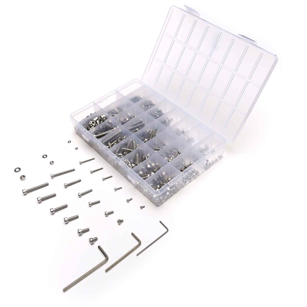 M2 M3 M4 Stainless Steel Hex Socket Cap Head Screws and Nuts Kit 1080pcs