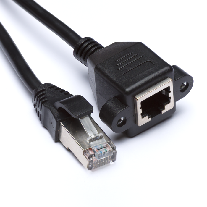 RJ45 Male to Female Screw Panel Mount Extension Cable 30cm