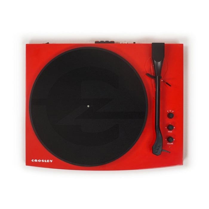 Crosley T100 Stereo Turntable With Speakers & Bluetooth - Red
