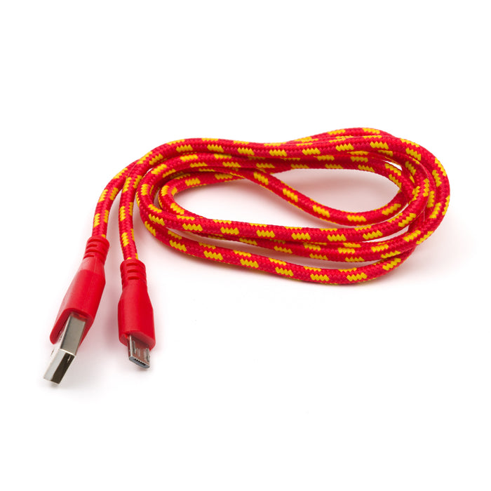 USB Patterned Fabric Cable - A/MicroB 1m