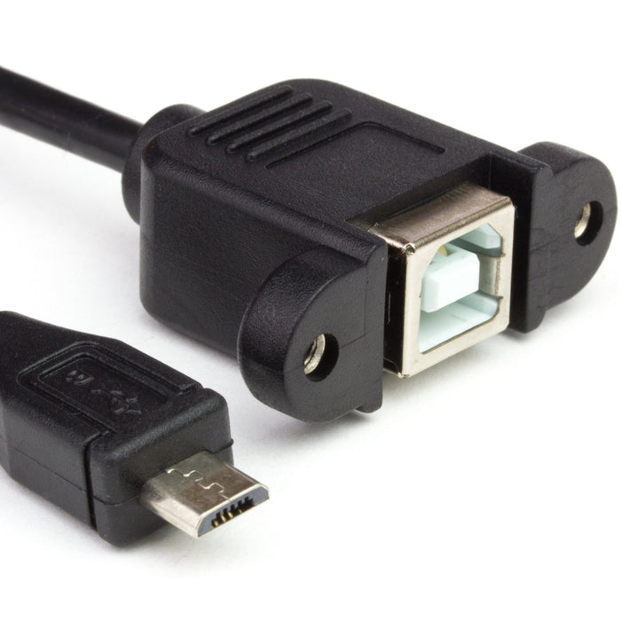 Panel Mount Extension Cables (50cm) - USB micro-B to B