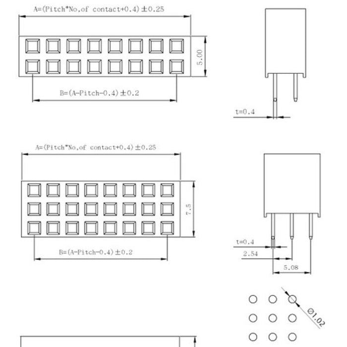 0.100" (2.54 mm) Female Header: 1x2-Pin, Straight