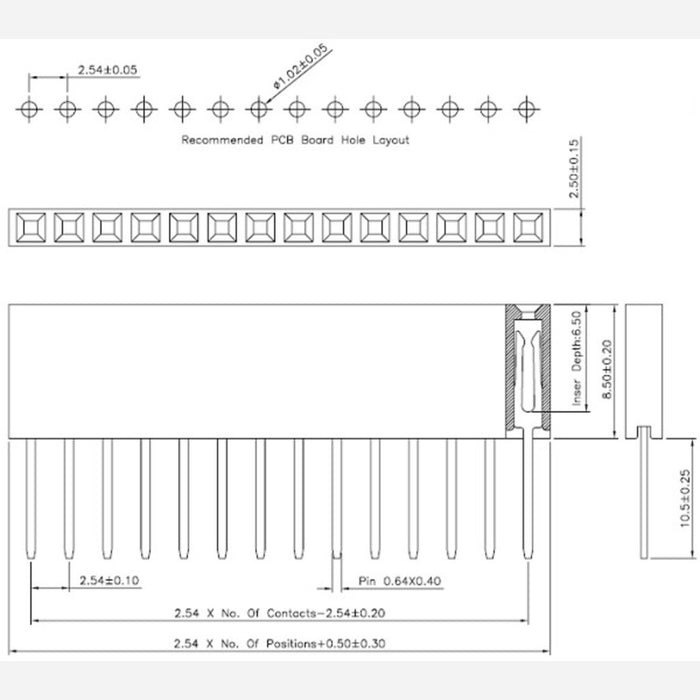 Stackable 0.100" Female Header Set for Arduino Shields