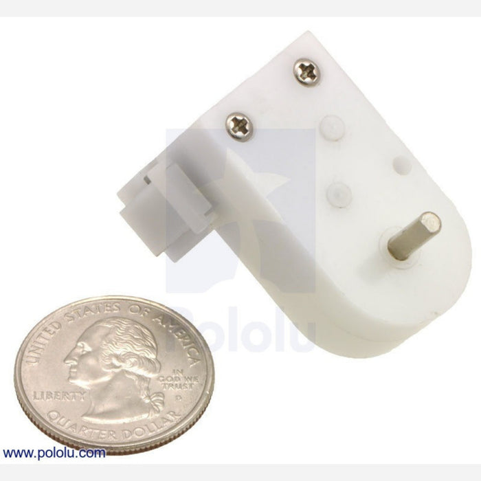 120:1 Mini Plastic Gearmotor, 90º 3mm D-Shaft Output